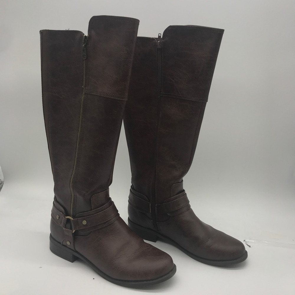 GBG Los Angeles Womens Harlea Riding Boots Brown Knee High Side Zipper 9.5 M
